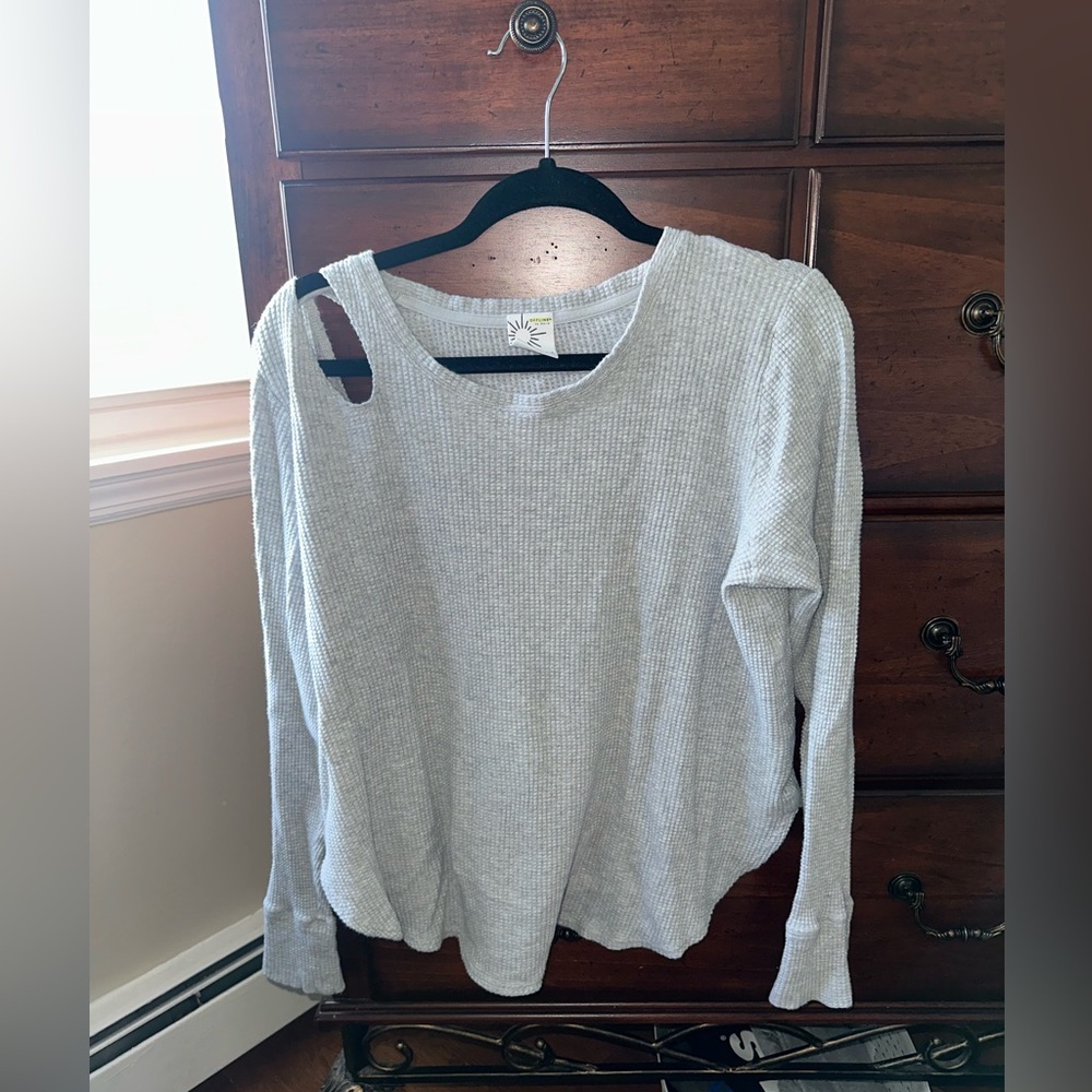 Aerie Offline Waffle Cutout Shoulder T-Shirt